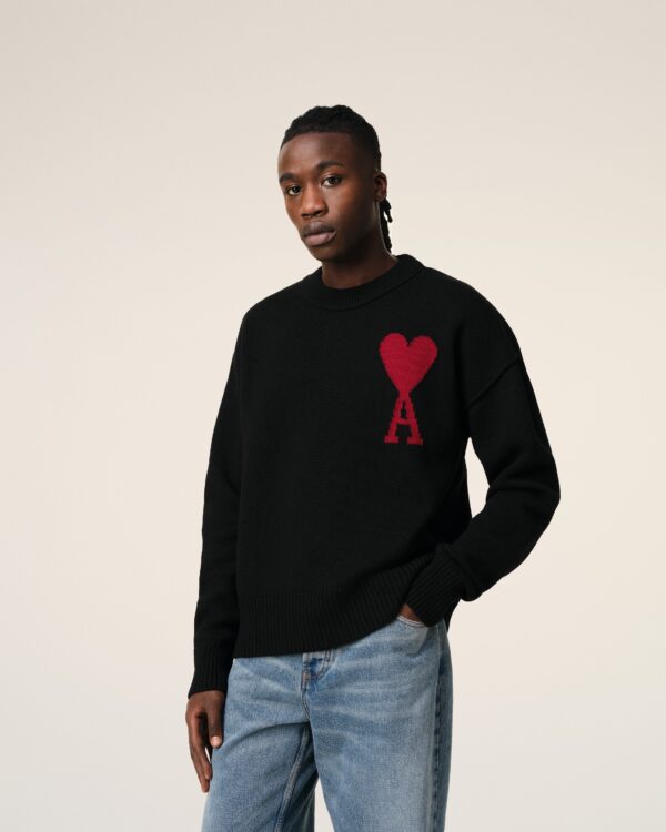 Pull Noir Ami de Coeur En Laine – Image 3