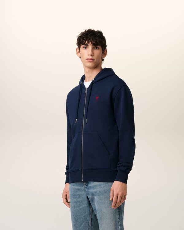 Hoodie Bleu Marine Zippé Ami de Coeur En Coton – Image 5