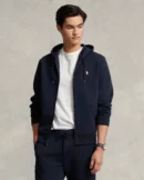 Sweat à capuche en maille double - Marine Aviateur