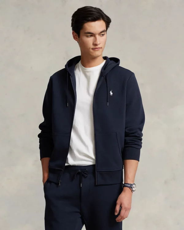 Sweat à capuche en maille double - Marine Aviateur – Image 2