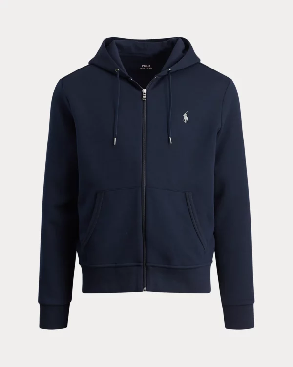 Sweat à capuche en maille double - Marine Aviateur