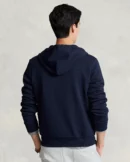 Sweat à capuche en maille double - Marine Aviateur