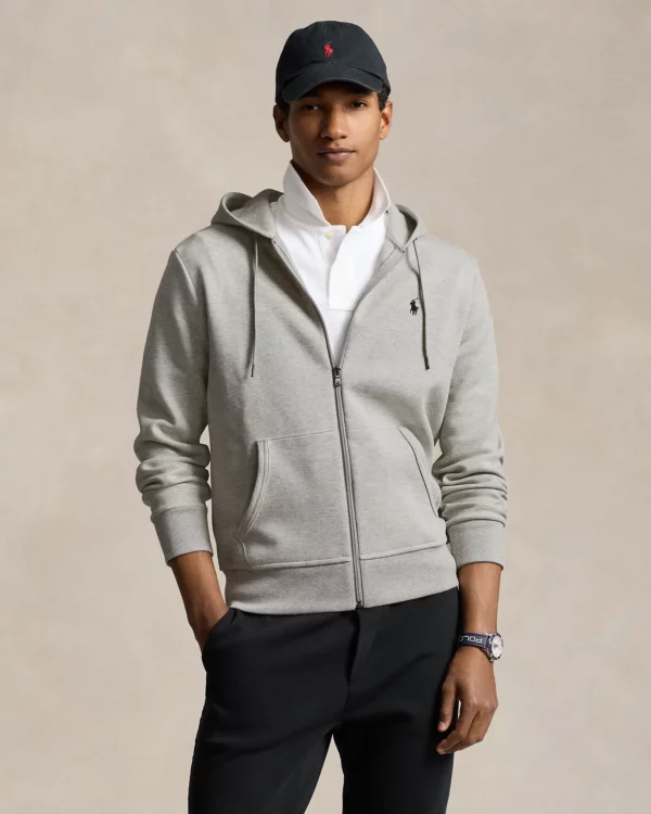 Sweat à capuche en maille double - Chiné sport clair – Image 2