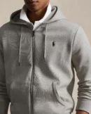 Sweat à capuche en maille double - Chiné sport clair