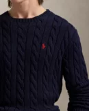Pull en coton torsadé  - Marine chasseur