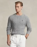 Pull en coton torsadé - Gris faon chiné