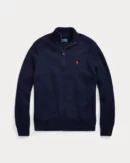 Pull demi-zippé en coton - Marine chasseur