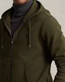 Sweat à capuche en maille double - Olive Compagnie
