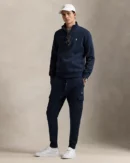 Pull quart de zip en maille double - Marine Aviateur