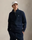 Pull quart de zip en maille double - Marine Aviateur