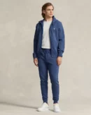 Sweat à capuche en maille double - Bleu Derby Chiné