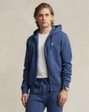 Sweat à capuche en maille double - Bleu Derby Chiné