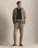 Pantalon de jogging jersey double - Brun chiné