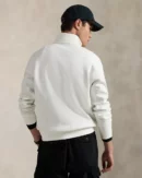 Pull quart de zip en maille double -  Blanc