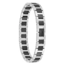 Bracelet Metropole "L" en Acier Noir & Gris - 2040418, Longueur ajustable de 13 cm à 19 cm Noir & gris