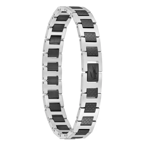 Bracelet Metropole "L" en Acier Noir & Gris - 2040418, Longueur ajustable de 13 cm à 19 cm Noir & gris