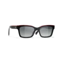 Channel Square Sunglasses - Noir et rouge. Verres : gris, polarisés, dégradés